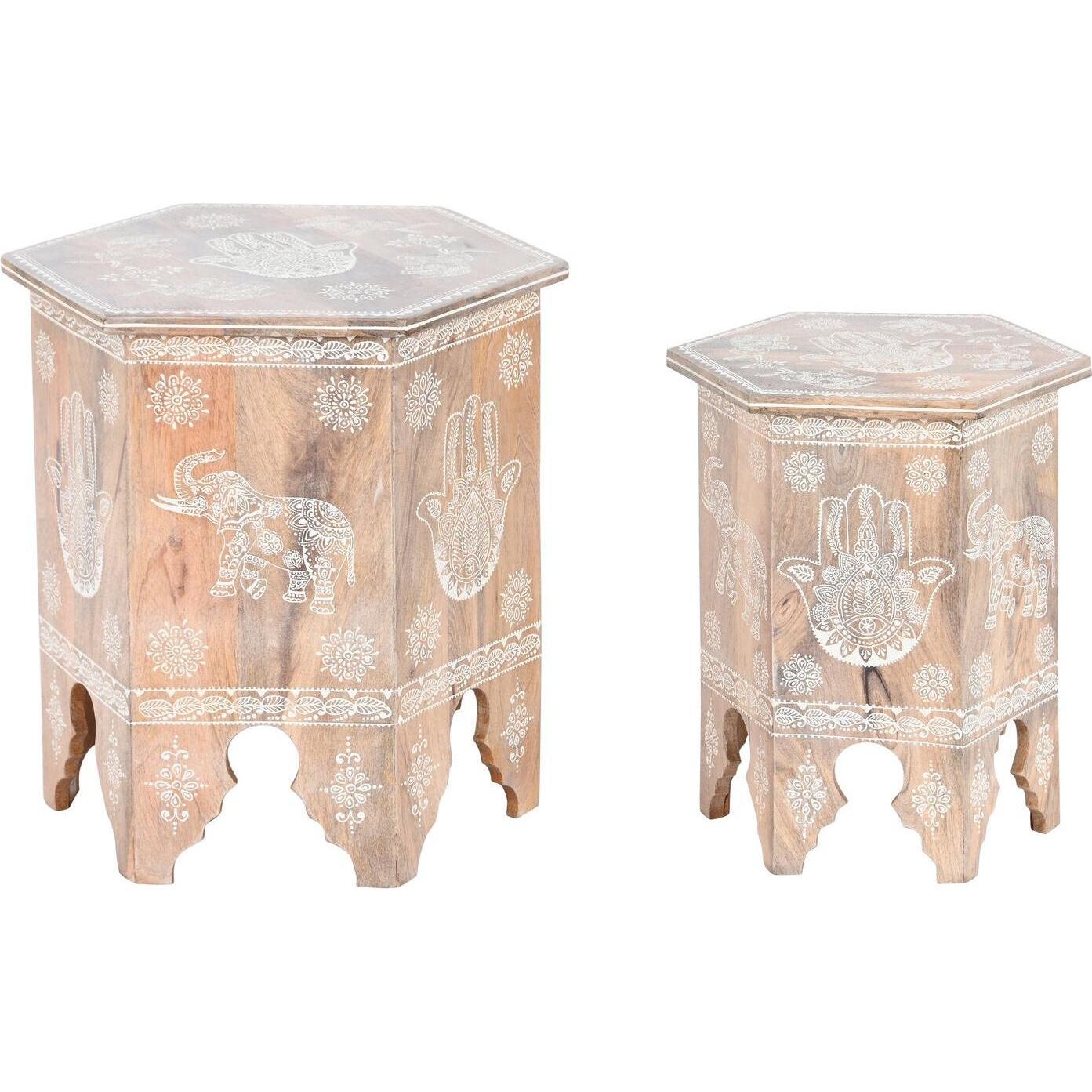 DKD Home Decor, Tavolino da salotto, Set of 2 tables Natural 48 x 41,5 x 49 cm