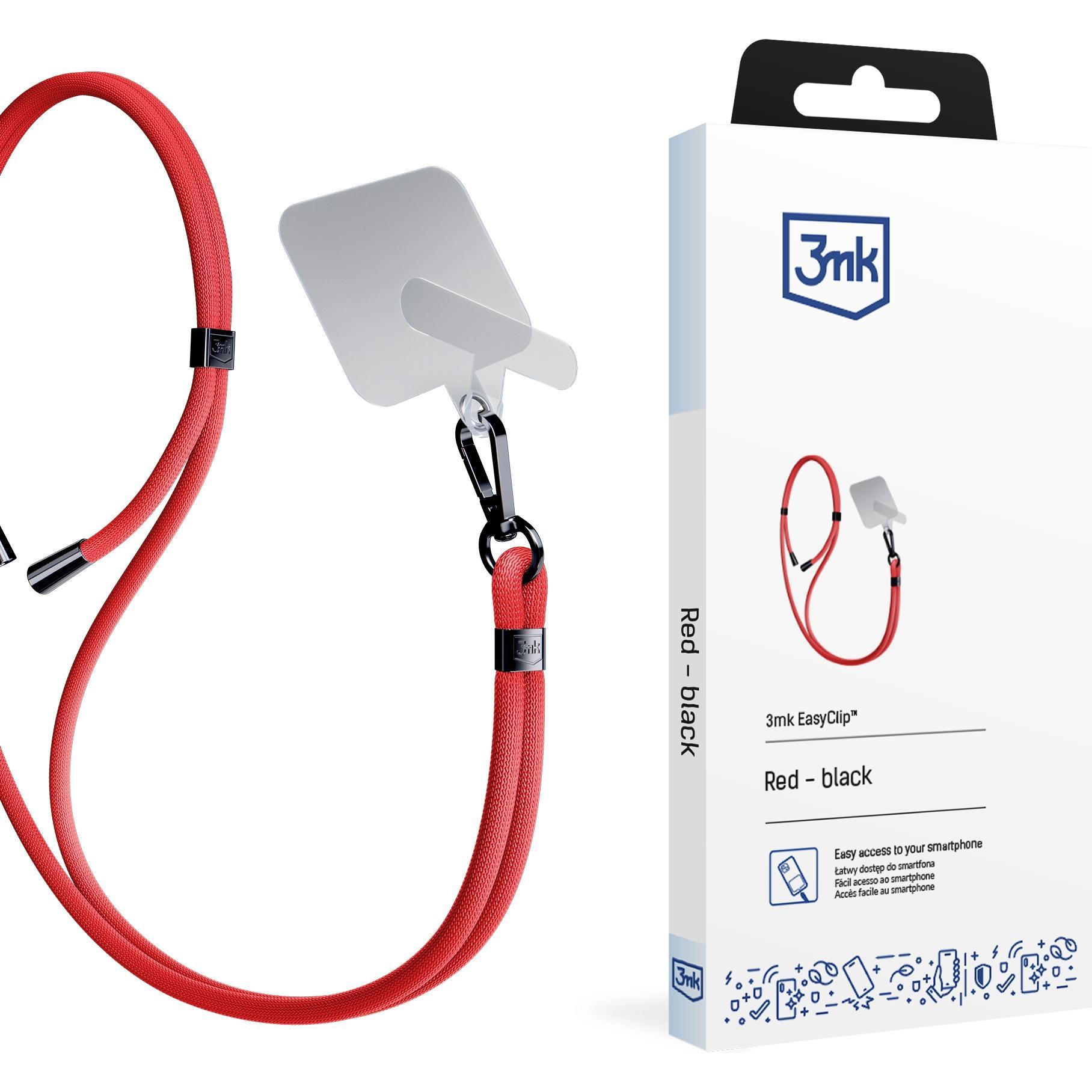 3MK EasyClip Red (black) Smycz do telefonu, Smartphone Halterung, Rot, Schwarz