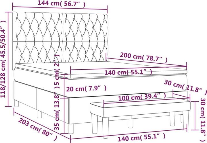 Image du produit vidaXL Boxspringbett (140 x 200 cm)