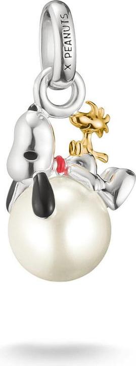 Thomas Sabo Charm-Anhänger mit Perle Snoopy & Woodstock Santa Edition PEANUTS Connect 18k Vergoldung (Argent 925, Émail)