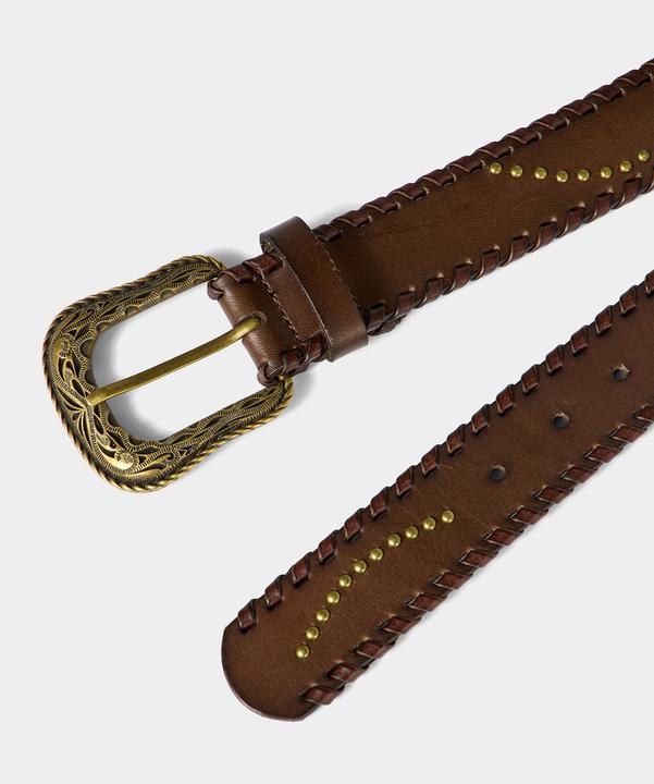 Produktbild Joe Browns Brown Patterned Leather Belt With Gold Buckle & Studs (S)