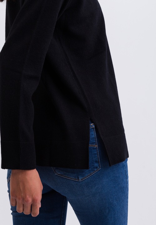 Actual product image Cash-Mere Kaschmir Rundhals Pullover mit Seitenschlitzen (XS, XL)