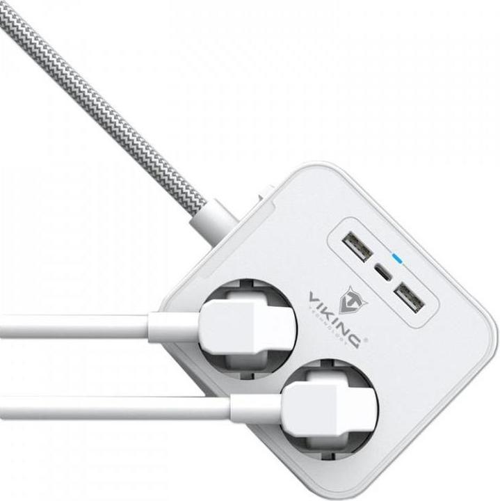Produktbild Viking S????ov?? adapt??r AC23, rozbo??ova??, 5 v??stup?? (5x, CEE 7/3, CEE 7/5, USB-A, USB-C, 1.50 m)