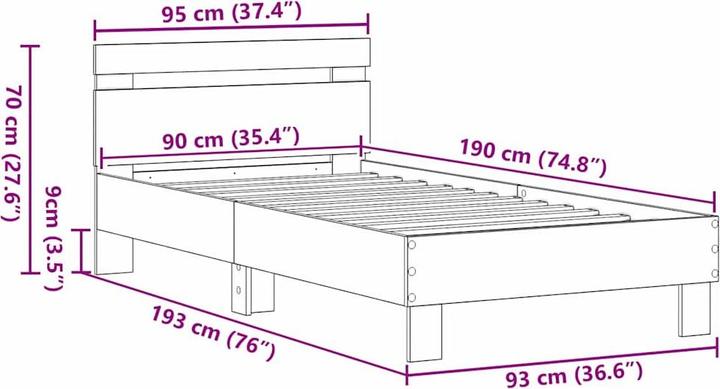 Actual product image vidaXL Bedstead (90 x 190 cm)
