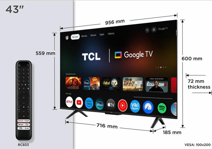 Produktbild TCL 43P7K (43", QLED, 4K, 2025)