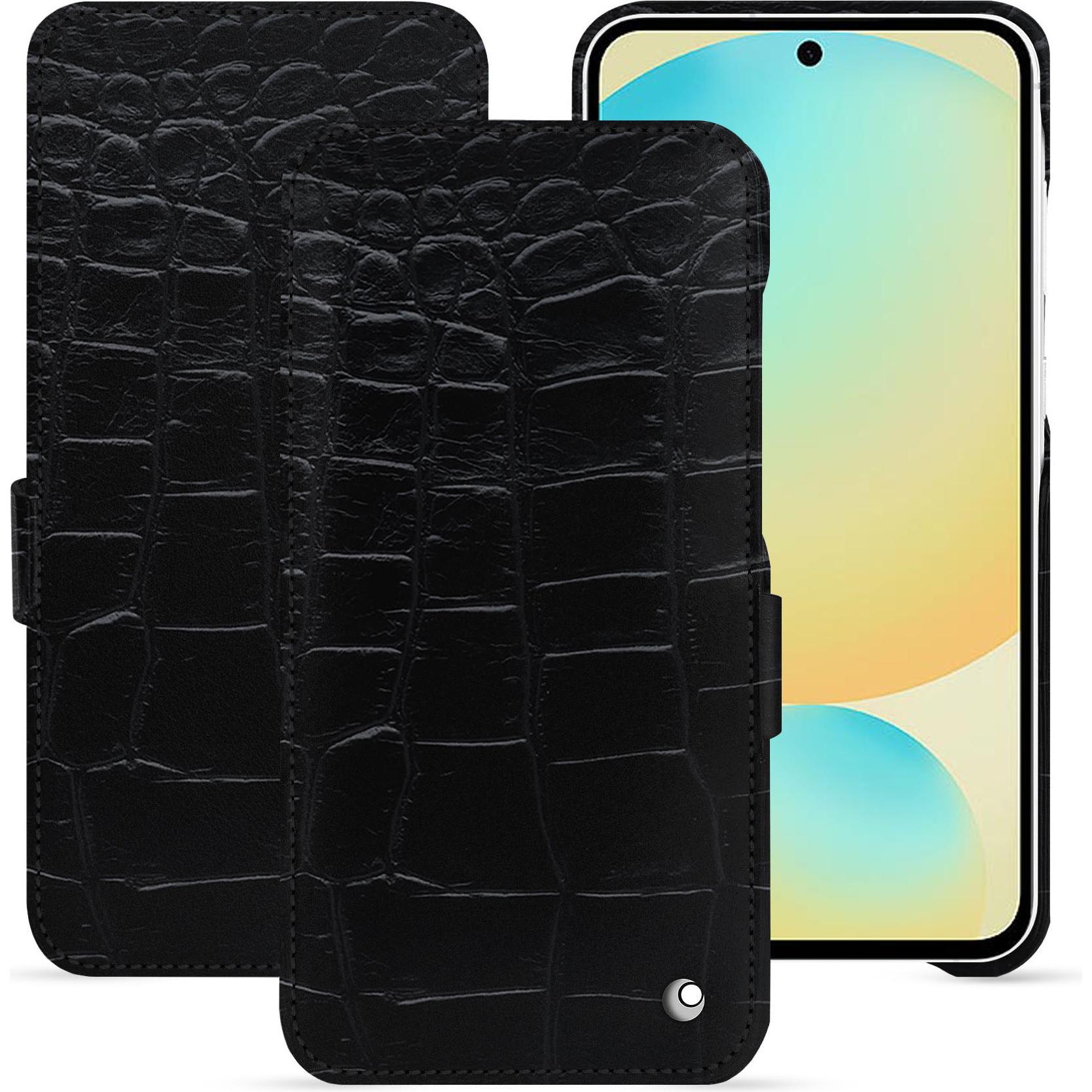 Noreve Lederschutzhülle horizontal (Samsung Galaxy S24 FE), Smartphone Hülle, Schwarz