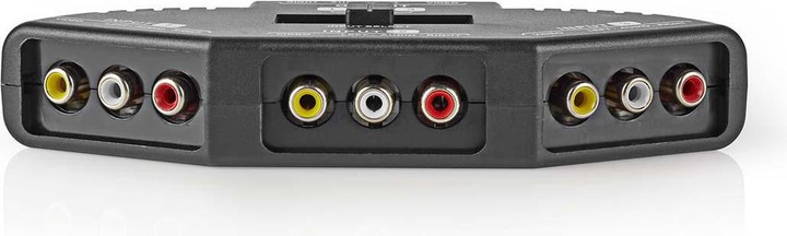 Actual product image Nedis AV switcher with 3 ports, 3 x cinch inputs (RWY).