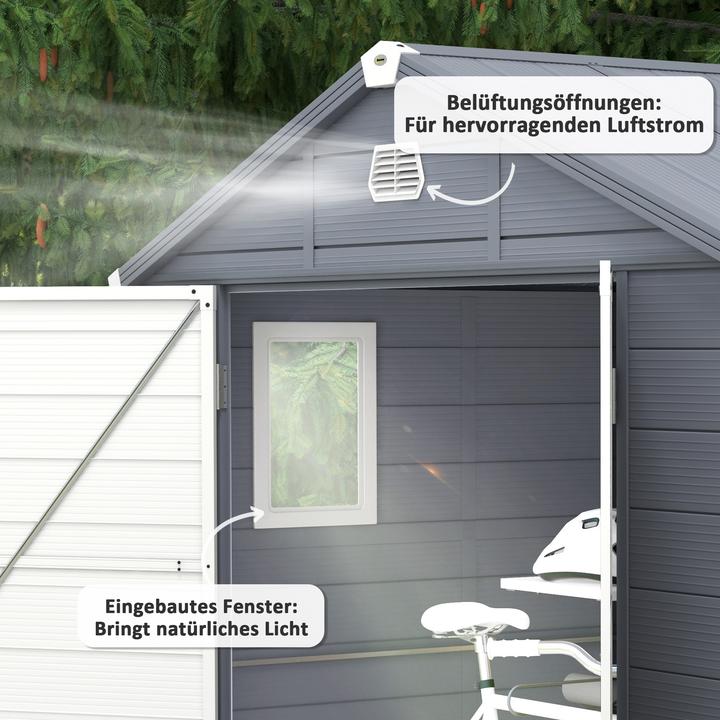 Actual product image Outsunny Gerätehaus Kunststoff, Aluminium Grau