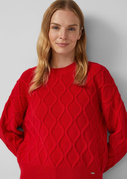 Produktbild s.Oliver Strickpullover Pullover im Relaxed Fit mit Zopfmuster (48)