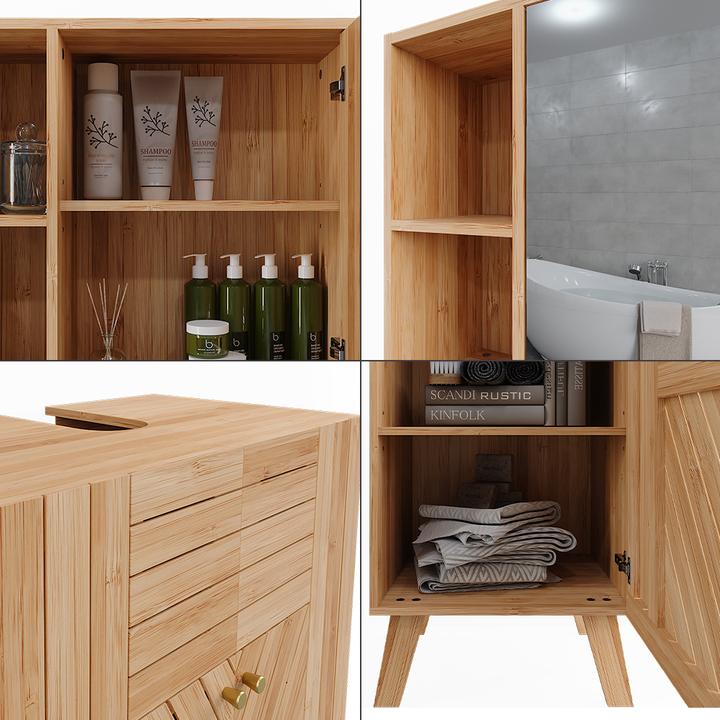 Produktbild Vicco Badmöbel-Set Lucie, Bambus, 3 Teile, mit Hochschrank