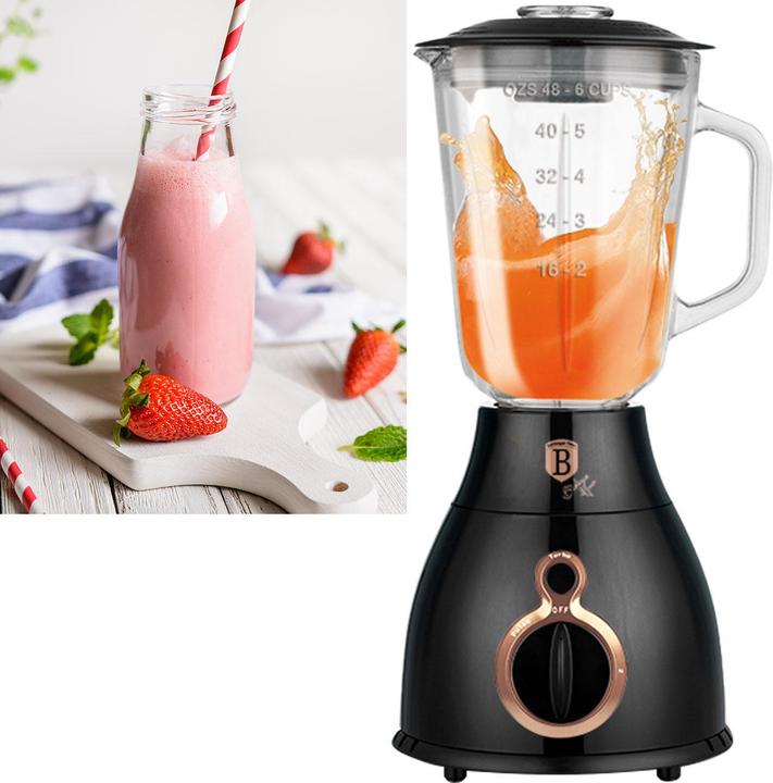 BerlingerHaus Standmixer, 1,5 L, Glaskrug, schwarz-rosÃ©gold, 600 W (600 W)