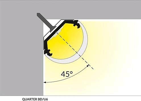 Image du produit EGB F2002620 Profilé d'angle en aluminium 45B17,5x17,5mm, L2000mm pour bandes max B10mm, couvercle rond