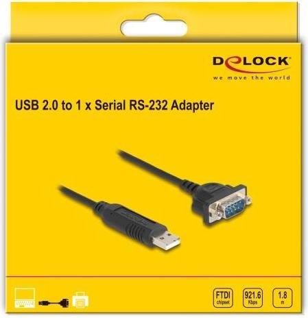 Immagine prodotto Delock USB RS-232 Adapter USB 2.0 zu D-Sub 9 Stecker mit Mut (1.80 m)