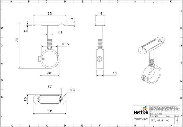 Actual product image Hettich Tubular centre support