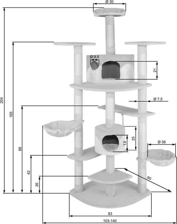 Image du produit tectake Duki (204 cm, Beige, Blanc)