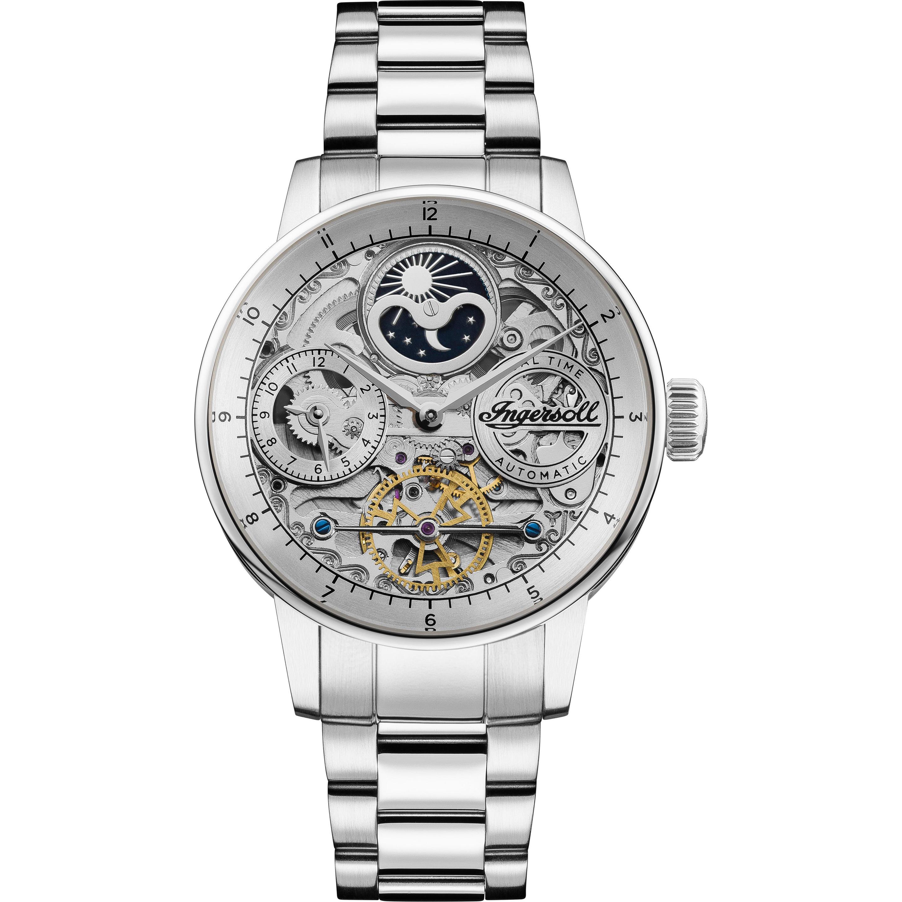 Ingersoll 1892, Armbanduhr, The Jazz, Silber, (Skeleton-Uhr, Analoguhr, 42 mm)