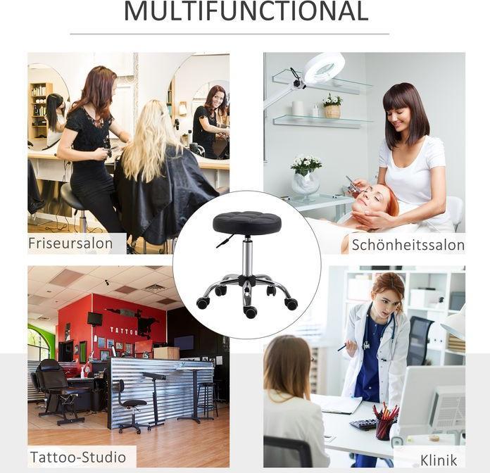 Immagine prodotto Swisshandel24 Set di 2 sgabelli con rotelle, regolabili in altezza e girevoli 35,5 x 48-63 cm