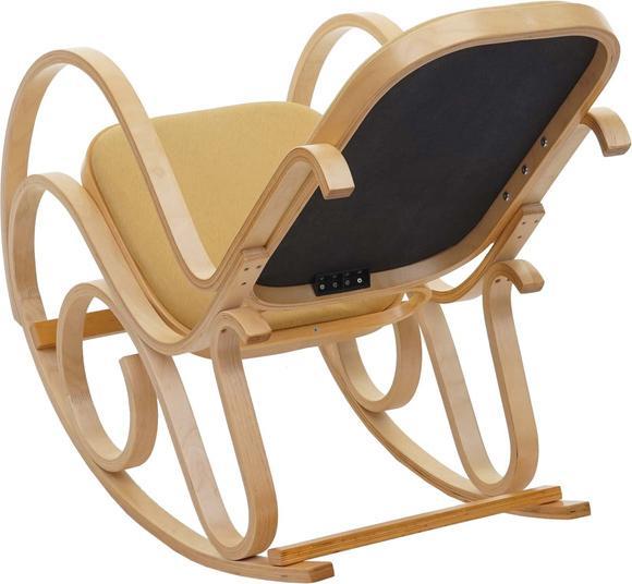 Produktbild Swisshandel24 Schaukelstuhl, Schwingsessel Fernsehsessel, Massiv-Holz - Eiche-Optik, Stoff/Textil gelb