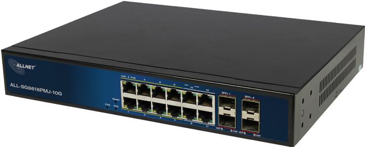Actual product image Allnet Switch full managed 12 port Gigabit 130W / 8 x PoE / 4x Giga LAN / 4 x SFP+/ Layer 2+ / ALL-S (16 ports)