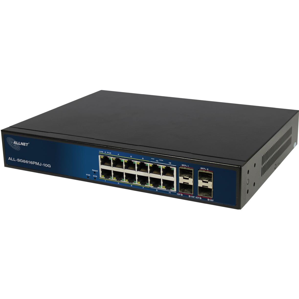 Allnet Switch full managed 12 port Gigabit 130W / 8 x PoE / 4x Giga LAN ...