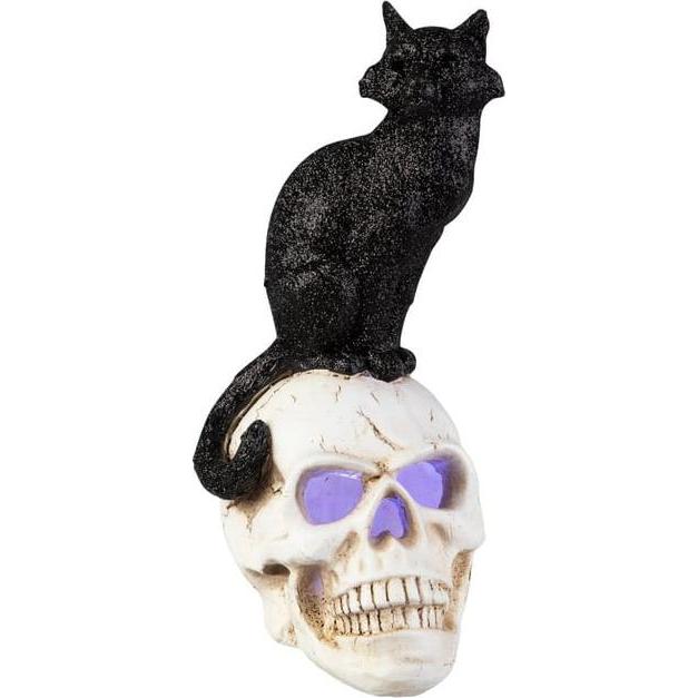 MICA Living Totenkopf mit Katze - mit LED - ca. 15 x 11 x 25 cm