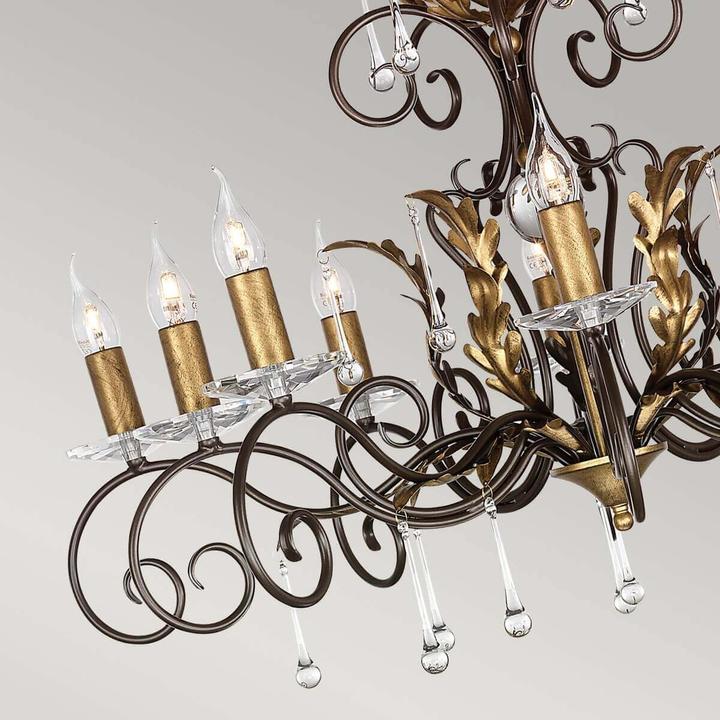 Actual product image Elstead Lighting Amarilli chandelier E14 10-light bronze-gold colour, Made in UK (90 cm)