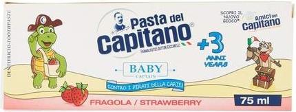 Capitano Pasta del - Toothpaste for children 3+ with strawberry flavor 75 ml for kids (75 ml)