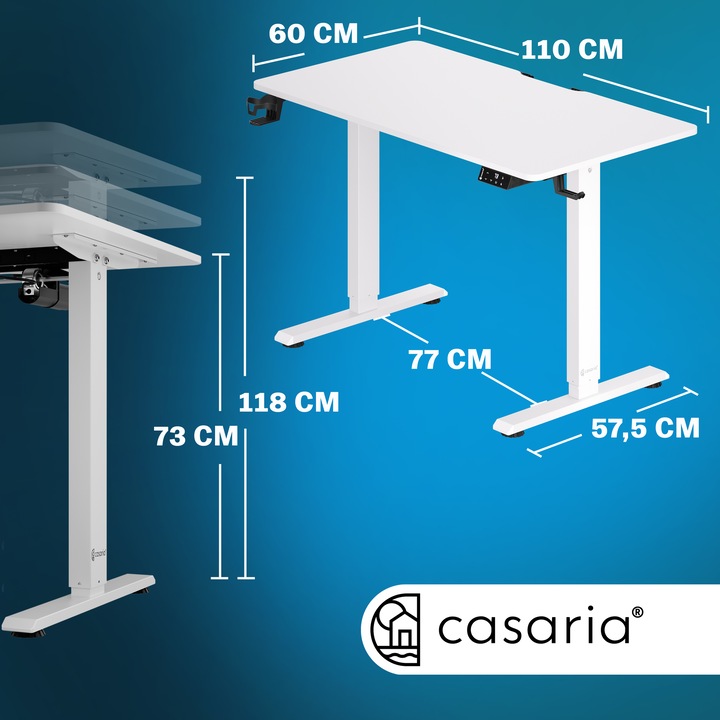 Actual product image Casaria Desk with adjustable height (110 x 60 x 118 cm)