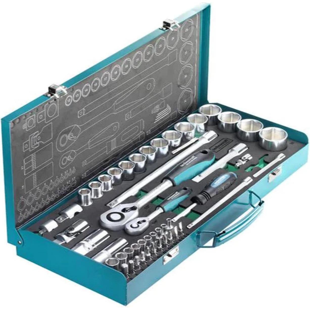 technocraft, Steckschlüssel + Stecknuss, Steckschlüssel-Satz 1/4" + 1/2", 53-tlg