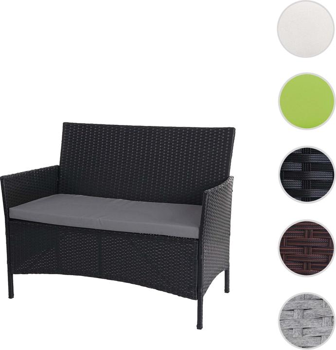 Produktbild Swisshandel24 Poly-Rattan Gartenbank Halden, Sitzbank Bank - anthrazit, Kissen anthrazit