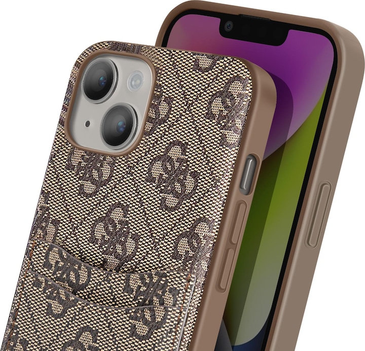 Produktbild Guess Hülle PU 4G Kartenhalter, Braun Series (Apple iPhone 14)