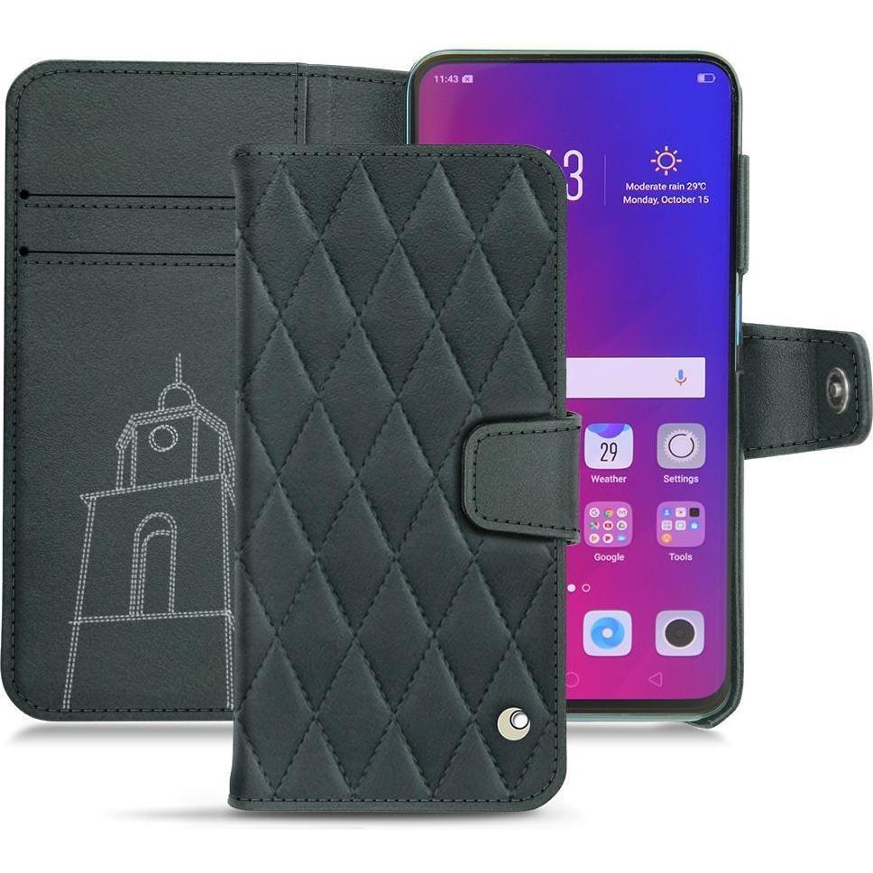 Noreve Lederschutzhülle Wallet (Oppo Find X), Smartphone Hülle, Blau