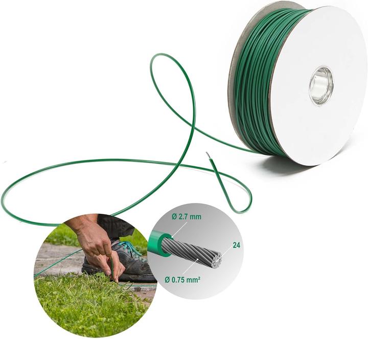 Produktbild Wiltec 250m Begrenzungskabel Mähroboter Rasenmäher Kupferdraht verzinnt Gras (Mähroboter, Mähroboter Installation)