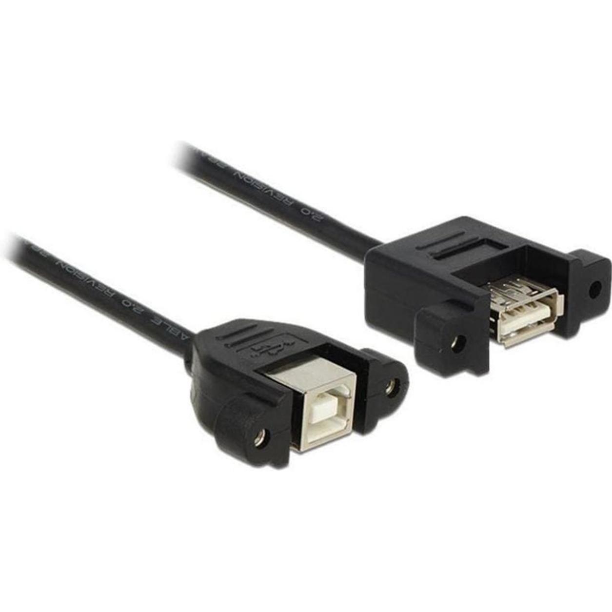 Delock USB2.0-Kabel A-B: 25cm, beidseitig Einbau (0.25 m, USB 2.0), USB Kabel
