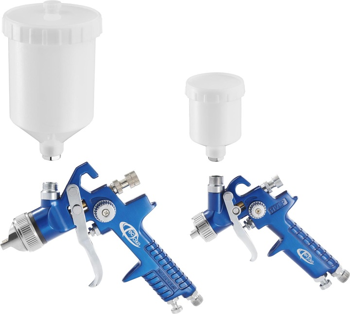 Produktbild tectake 2 HVLP Lackierpistolen inkl. Schutzmaske und Silikonentferner