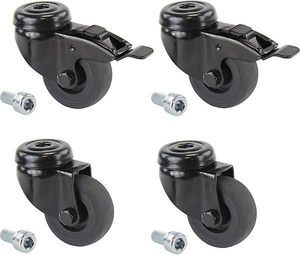 Proroll Gummireifen schwarz, thermoplastisch, mit Rückenloch mit Befestigungsschraube, Set-Angebot