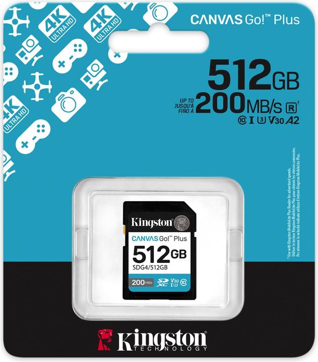 Produktbild Kingston Card Canvas Go Plus SDG4 (512 GB, SDXC, U3, UHS-I)