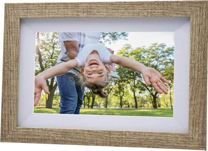 Produktbild fotolijst met WiFi en Frameo App Fotokader - 8 inch - Pora HD+ -IPS Display Licht Bruin/Wit - Micro (8", 1280 x 800 Pixel)