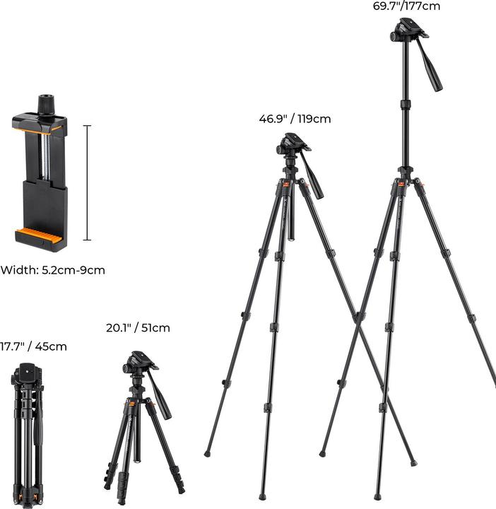 Image du produit K&F Concept Concept Tripod w/ Videohead (Métal)