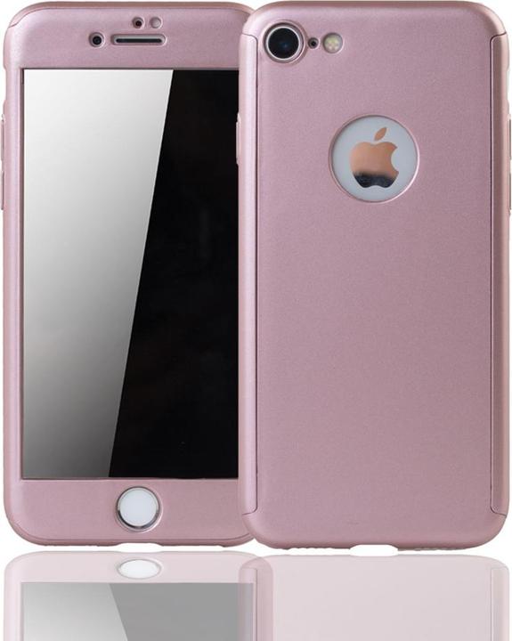 Produktbild König Design Apple iPhone 8 Hülle Case Handy Cover Schutz Tasche Bumper Panzerfolie 9H Pink (Apple iPhone 8)