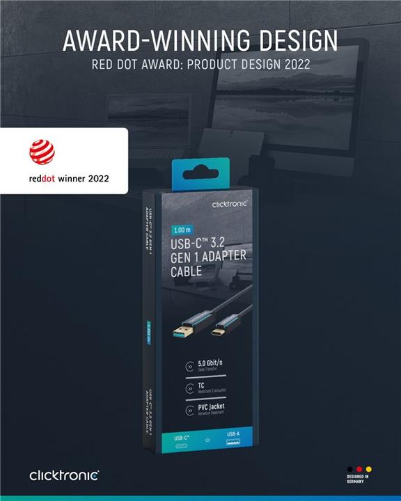 Actual product image clicktronic USB-C adapter cable (1 m, USB 3.0)