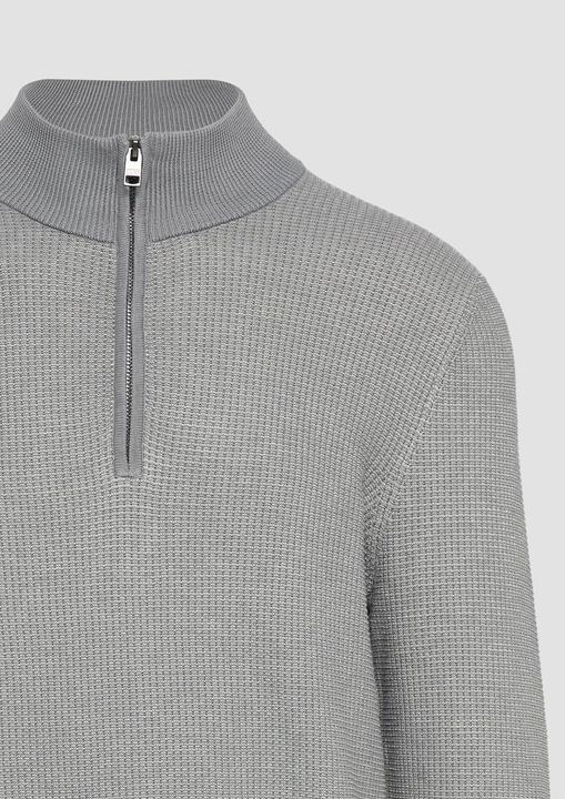 Produktbild s.Oliver Strickpullover Strickpullover mit Troyer-Kragen und Bi-Color-Struktur (XL)