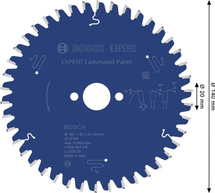 Produktbild Bosch Professional Zubehör Kreissägeblatt Expert for Laminated Panel, 140 x 20 x 1,8 mm, 42