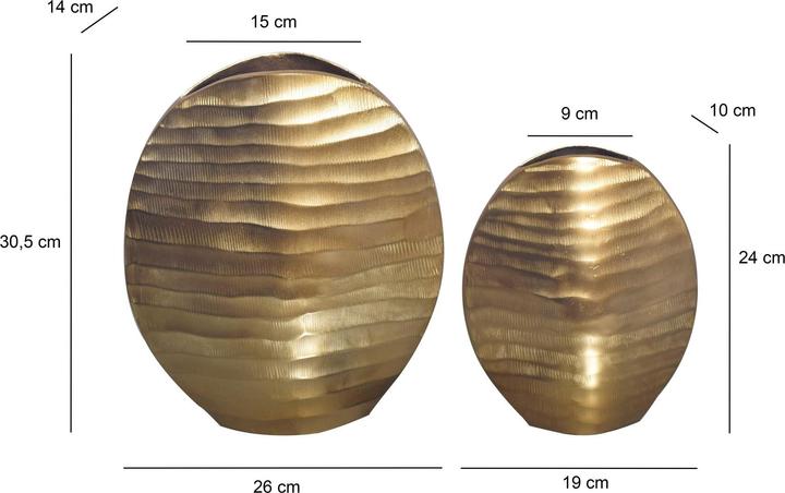 Produktbild FineBuy Vase 2er Set Blumenvase Aluminium Tischvase Dekovase Rund Wellenmuster (2x)