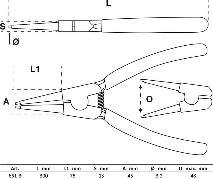 Produktbild BGS Sprengringzange gerade für Aussensprengringe 300 mm (300 mm)