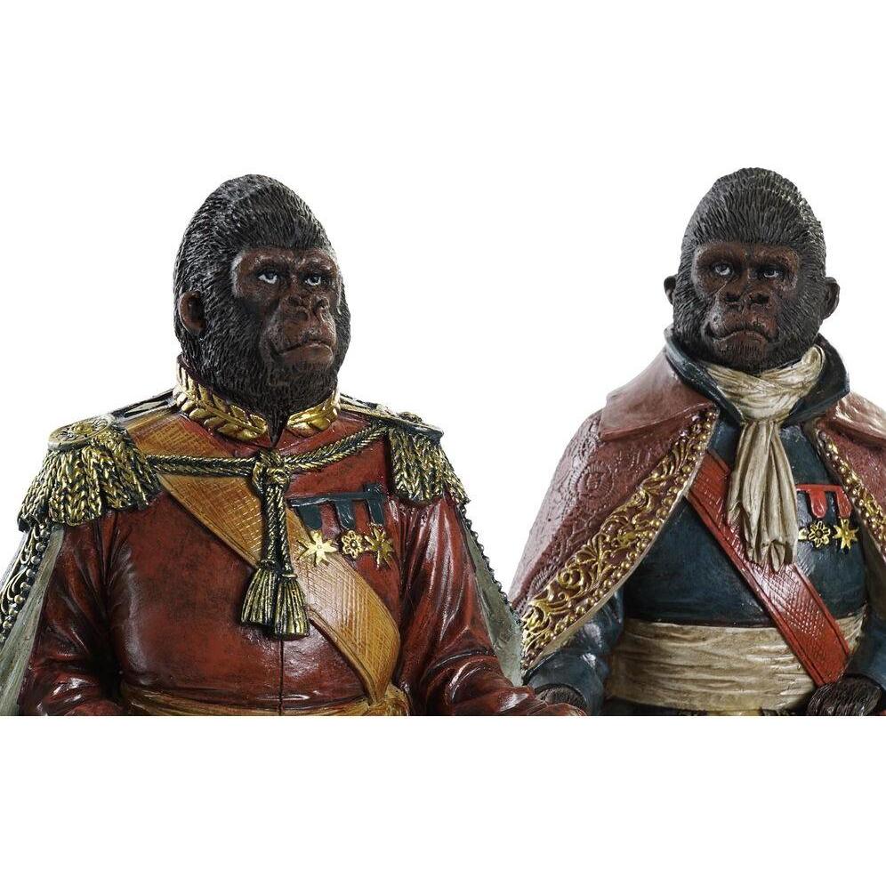DKD Home Decor, Deko Objekt, Deko-Figur 14 x 12,5 x 31,5 cm Braun Bunt Kolonial Gorilla (2 Stück)