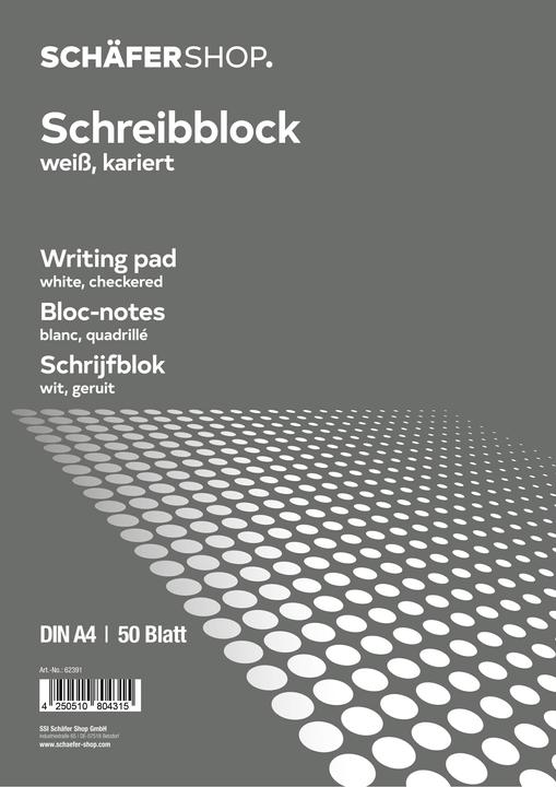 Produktbild Schäfer Shop Briefblock, 10 Stück, weiss (A4, Kariert)
