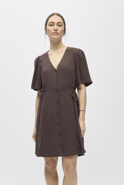 Produktbild Object Geknöpftes V-Ausschnitt Midikleid (44)