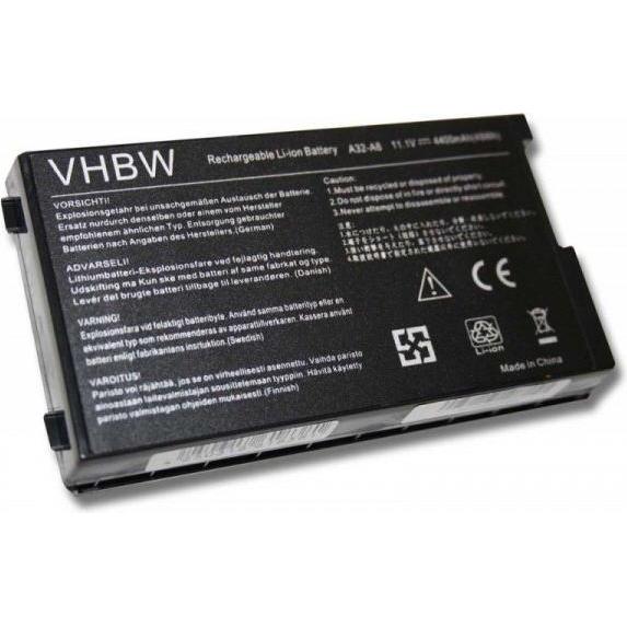 AccuCell Notebook Akku für ASUS A8 u.a. 11,1V 4400mAh (4400 mAh), Notebook Akku, Schwarz