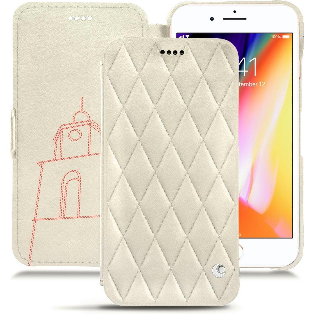 Noreve Lederschutzhülle horizontal (Apple iPhone 8 Plus), Smartphone Hülle, Weiss